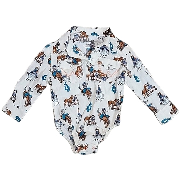 Wrangler Other - Wrangler 100% cotton cowgirl button down body suit size 24 Mo